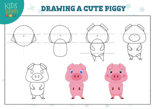 Drawing lesson for preschool kids vector illustration