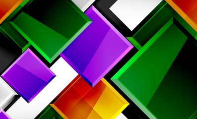 Bright colorful square shape blocks geometrical background