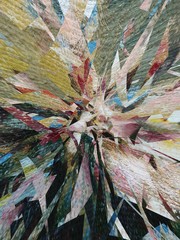 Art work in impressionism naive style oil painting on canvas. Abstract pattern with expressionism elements. Happy colors bright wall art print as poster template. Decor idea. Fashion modern background