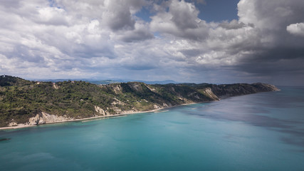 Fototapeta na wymiar Italia, maggio 2019 - vista panoramica della citta di pesaro e della falesia a picco sul mare del parco san bartolo