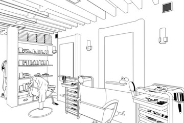 Barbershop Design (sketch) - 3d visualization