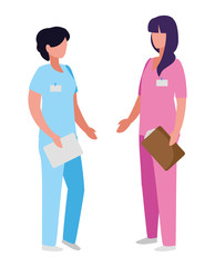 Obraz premium female medicine workers with uniform characters