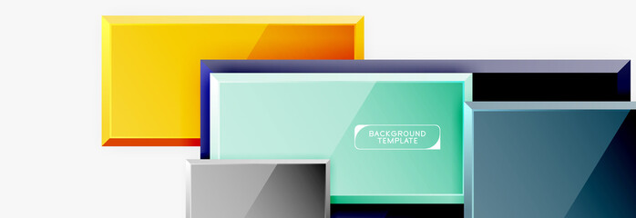 Geometrical design squares abstract banner, glossy shiny effects