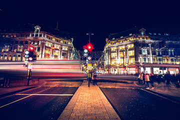 Fototapeta na wymiar London City at night with lens flare effect