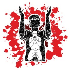 Prayer, Christian praying ,Praise God, Worship cartoon graphic vector.