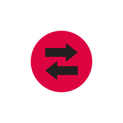 Two arrows on the rounded icon. Vector illustration in style flat. Designed for web and software interfaces.