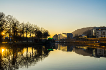 Germany, Saarbrucken city in magic morning golden hour light