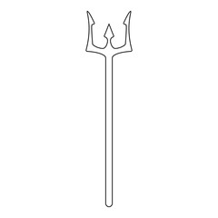 Outline trident isolated on white background. Devil, neptune trident. Line style. Clean and modern vector illustration for design, web.