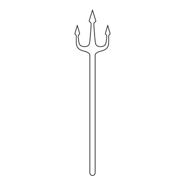 Outline trident isolated on white background. Devil, neptune trident. Line style. Clean and modern vector illustration for design, web.