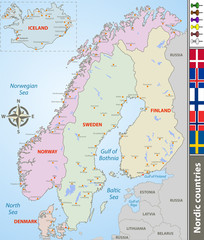 Map of Nordic countries - obrazy, fototapety, plakaty