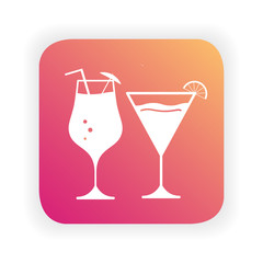 Alcoholic cocktails summer icon. Flat vector.