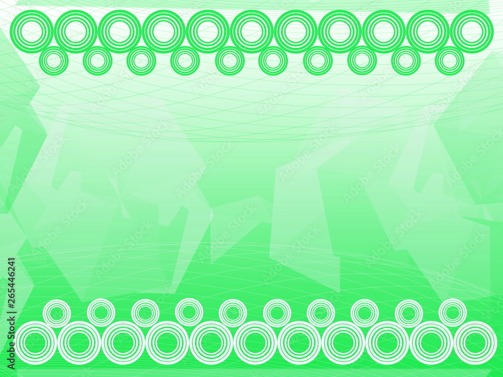Aufkleber Green circles connected in a row stand up in front of an green net and white circles connected in line are located in front of the white net.Geometric shapes between networks