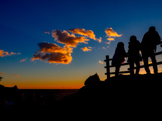 【伊豆半島ジオパーク】静岡県西伊豆堂ヶ島の夕景【冬】