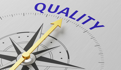 Compass needle pointing to the word Quality