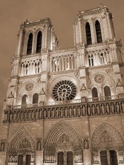 Fototapeta premium Notre Dame Cathedral in Paris before the terrible fire with sepi