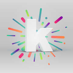 3D character from a fontset with colorful background, vector illustartion