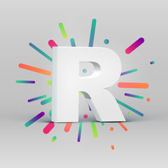 3D character from a fontset with colorful background, vector illustartion
