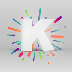 3D character from a fontset with colorful background, vector illustartion