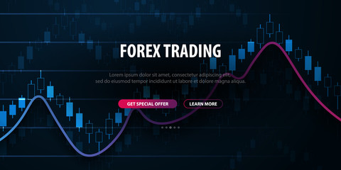 Forex Trading Signals. Candlestick chart in financial market. Vector illustration.