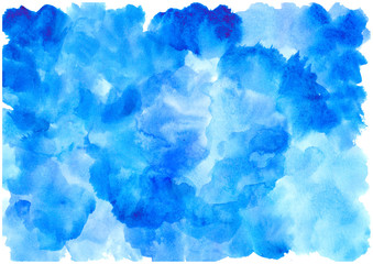 blue watercolor gradient strokes brush.Manual work.Watercolor banner in high resolution