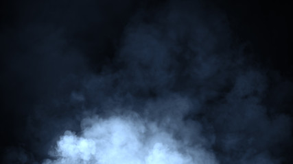 Fototapeta na wymiar Abstract blue smoke moves on a black background . The concept of aromatherapy