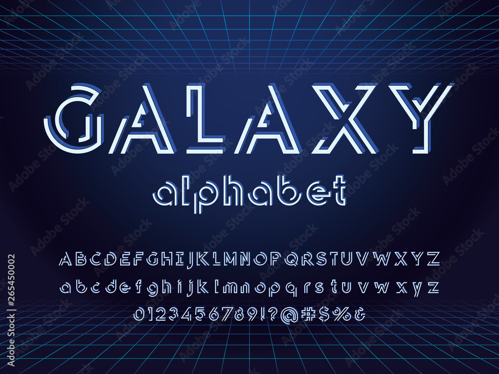 Poster futuristic display alphabet design with abstract background