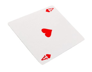 Ace of hearts, playing card, isolated on white background with clipping path, series