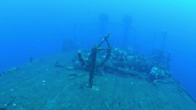 Boga wreck. Underwater world, underwater videos. Tulamben, Bali, Indonesia.