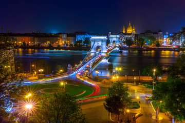 Centrum miasta, Budapeszt nocą, Węgry, Europa - obrazy, fototapety, plakaty