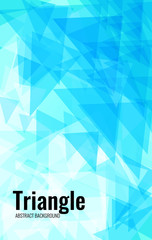 Abstract background of chaotically moving triangles. The gradient from light blue to dark.Modern background for cover design, banner, flyer.  Vector illustration.