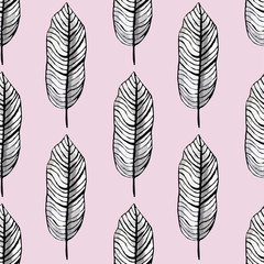 beautiful seamless pattern with a beautiful graphic feather