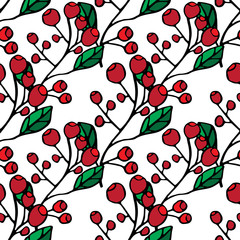 seamless pattern with viburnum vector