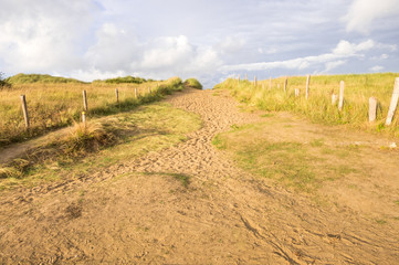 Utah Beach, France - August 16, 2018: A way at the Utah Beach, Sainte-Marie-du-Mont, Manche, Normandy, France