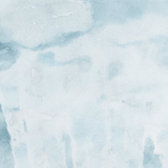 Colorful winter blue ink and watercolor textures on white paper background. Paint leaks and ombre effects. Hand painted abstract image. Deep sea.