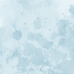 Colorful winter blue ink and watercolor textures on white paper background. Paint leaks and ombre effects. Hand painted abstract image. Deep sea.