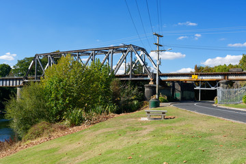 Rail bridge in Ngaruawahia, Waikato, New Zealand