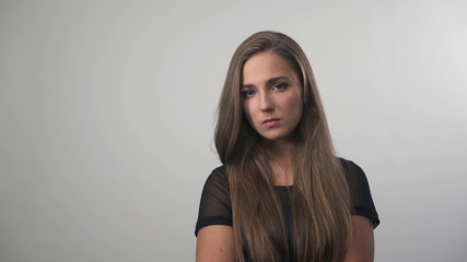 Naklejka premium Portrait of sad depressed girl thinking about something