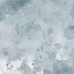 Colorful winter blue ink and watercolor textures on white paper background. Paint leaks and ombre effects. Hand painted abstract image. Deep sea.