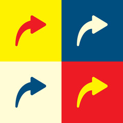 Next icon. Yellow, blue and red color material minimal icon or logo design