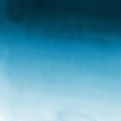 Colorful winter blue ink and watercolor textures on white paper background. Paint leaks and ombre effects. Hand painted abstract image. Deep sea.