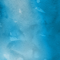 Colorful winter blue ink and watercolor textures on white paper background. Paint leaks and ombre effects. Hand painted abstract image. Deep sea.