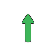 Vector icon of arrow moving up. Black outlines and colored.