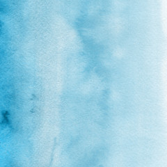 Colorful winter blue ink and watercolor textures on white paper background. Paint leaks and ombre effects. Hand painted abstract image. Deep sea.