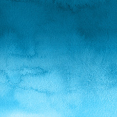 Colorful winter blue ink and watercolor textures on white paper background. Paint leaks and ombre effects. Hand painted abstract image. Deep sea.