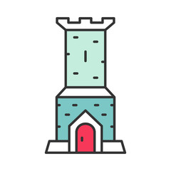 Castle tower color icon