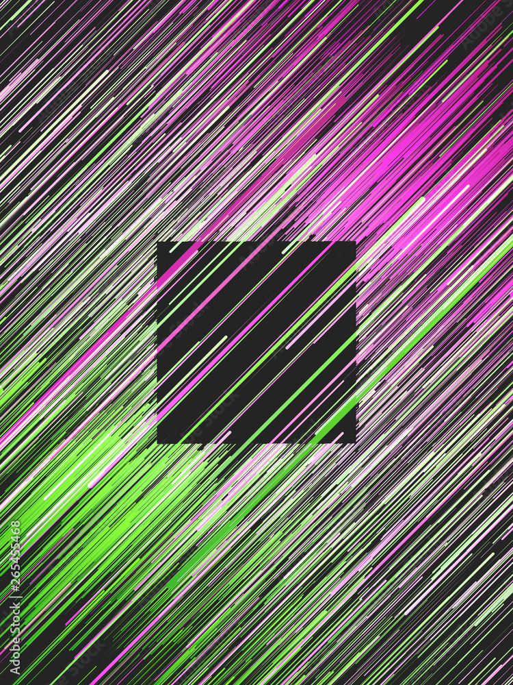 Fototapete Digital diagonal pink and green lines abstract background. Computer generated geometric pattern. 3d rendering