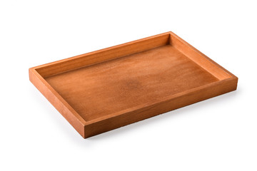 Wooden tray on a white background