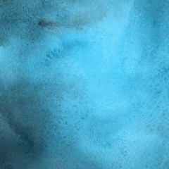 Colorful winter blue ink and watercolor textures on white paper background. Paint leaks and ombre effects. Hand painted abstract image. Deep sea.