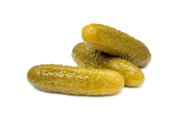 Pickled sour cucumber isolated on white background