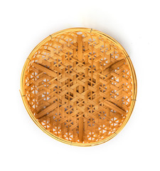 Bamboo basket hand made isolated on white background.
